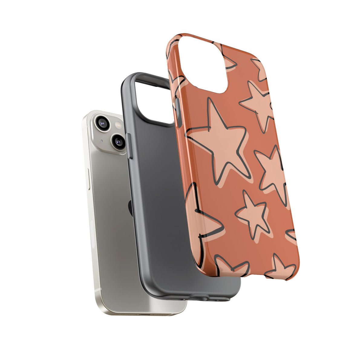 Burnt Orange Doodle Star Phone Case