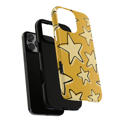 Golden Yellow Doodle Star Phone Case