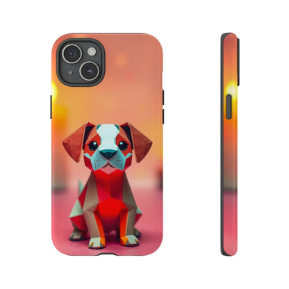 iPhone 15 Plus / Glossy Phone Case - Origami Dog Design Phone Case
