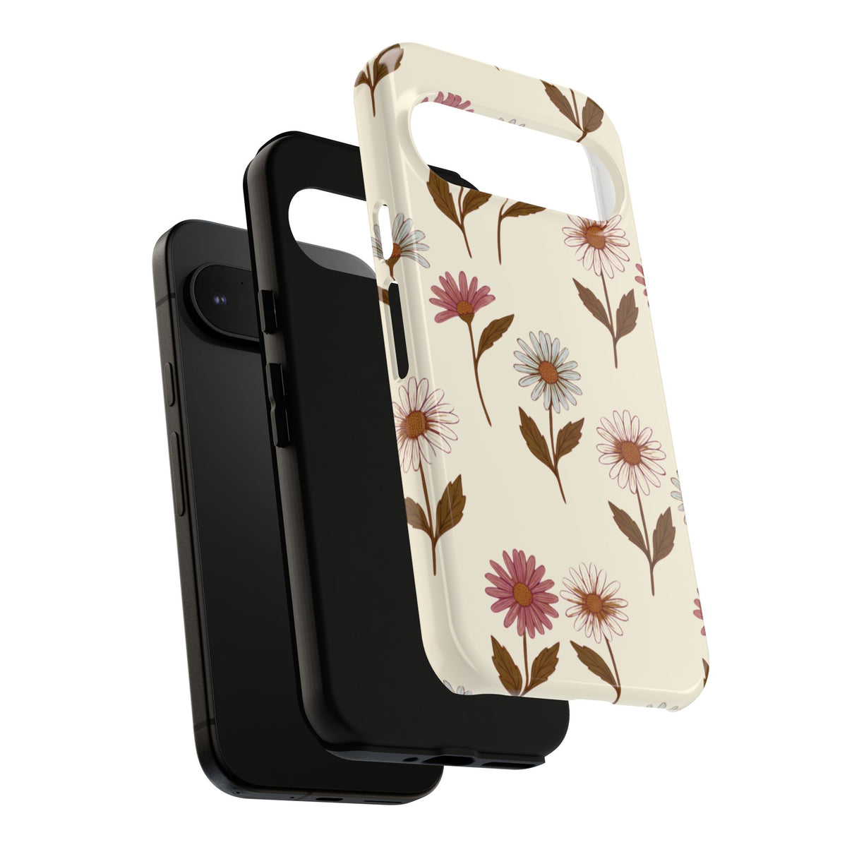 Pretty Cream & Rose Daisy Pattern Phone Case