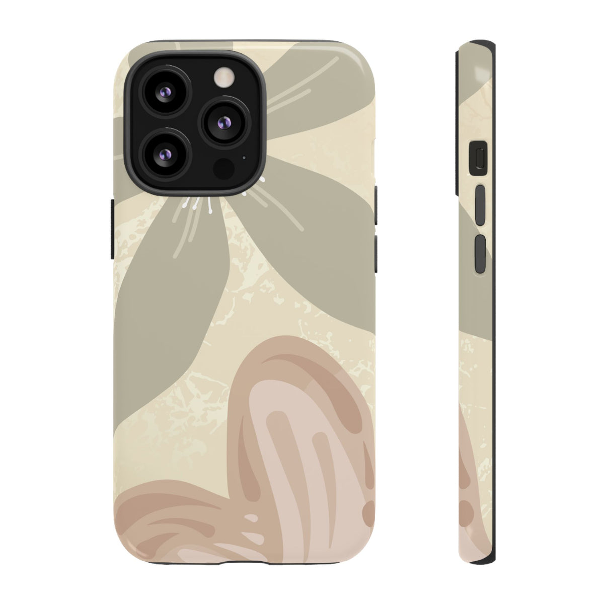 Hibiscus Heart Pattern Phone Case - Beige Phone Case - iPhone 13 Pro / Glossy