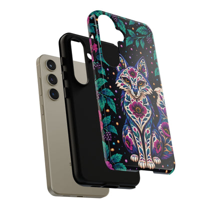 Vibrant Purple and Teal Calavera Fox Phone Case - Multicolor Phone Case