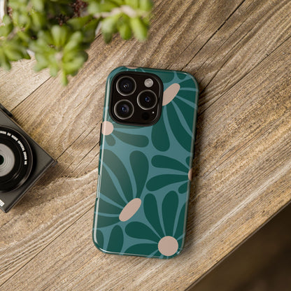 Retro Turquoise Daisy Pattern Phone Case - Green Phone Case