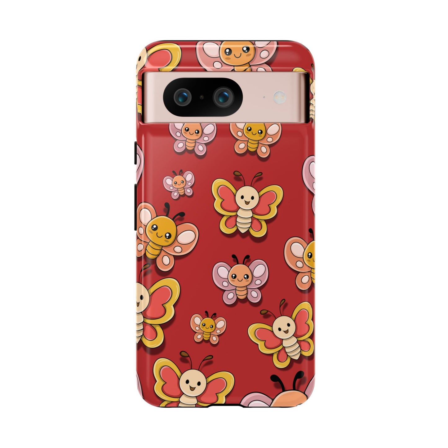 Google Pixel 8 / Glossy Phone Case - Red Butterfly Sticker Design Phone Case