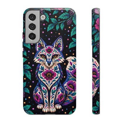 Vibrant Purple and Teal Calavera Fox Phone Case - Multicolor Phone Case - Samsung Galaxy S22 Plus / Glossy