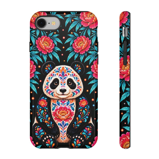 Cute Pink and Turquoise Calavera Panda Phone Case - Multicolor Phone Case - iPhone 8 / Glossy
