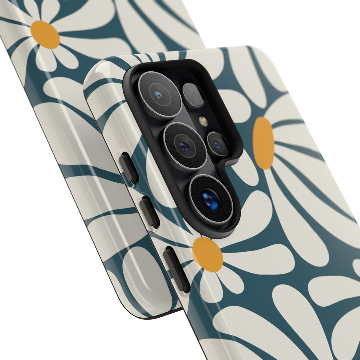 Retro Blue Daisy Pattern Phone Case - Blue Phone Case