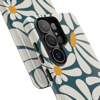 Retro Blue Daisy Pattern Phone Case - Blue Phone Case