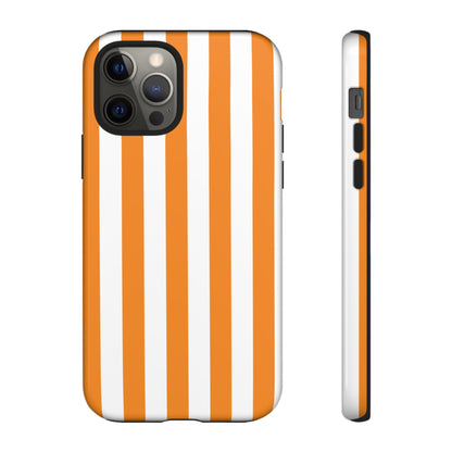 iPhone 12 Pro / Glossy Phone Case - Simple Yellow & White Stripe Pattern Phone Case