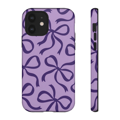 Bold Lilac and Deep Purple Bow Pattern Phone Case