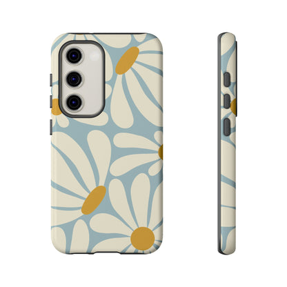 Retro Light Blue Daisy Pattern Phone Case - Blue Phone Case - Samsung Galaxy S23 / Glossy
