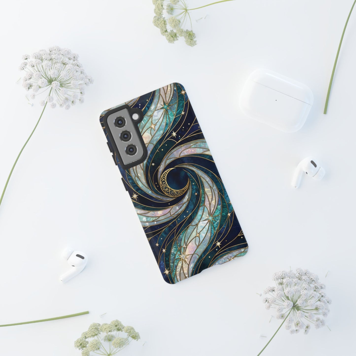 Elegant Navy & Teal Celestial Swirl Phone Case