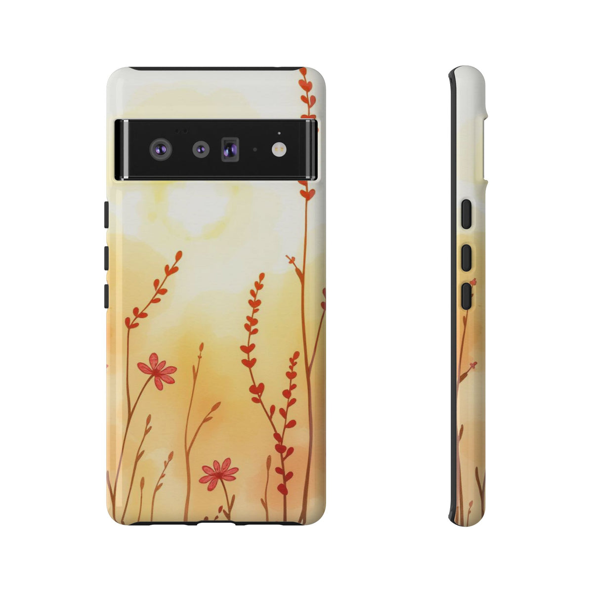 Boho Chic Watercolour Wildflower Dusk Pattern Phone Case - Multicolor Phone Case - Google Pixel 6 Pro / Glossy
