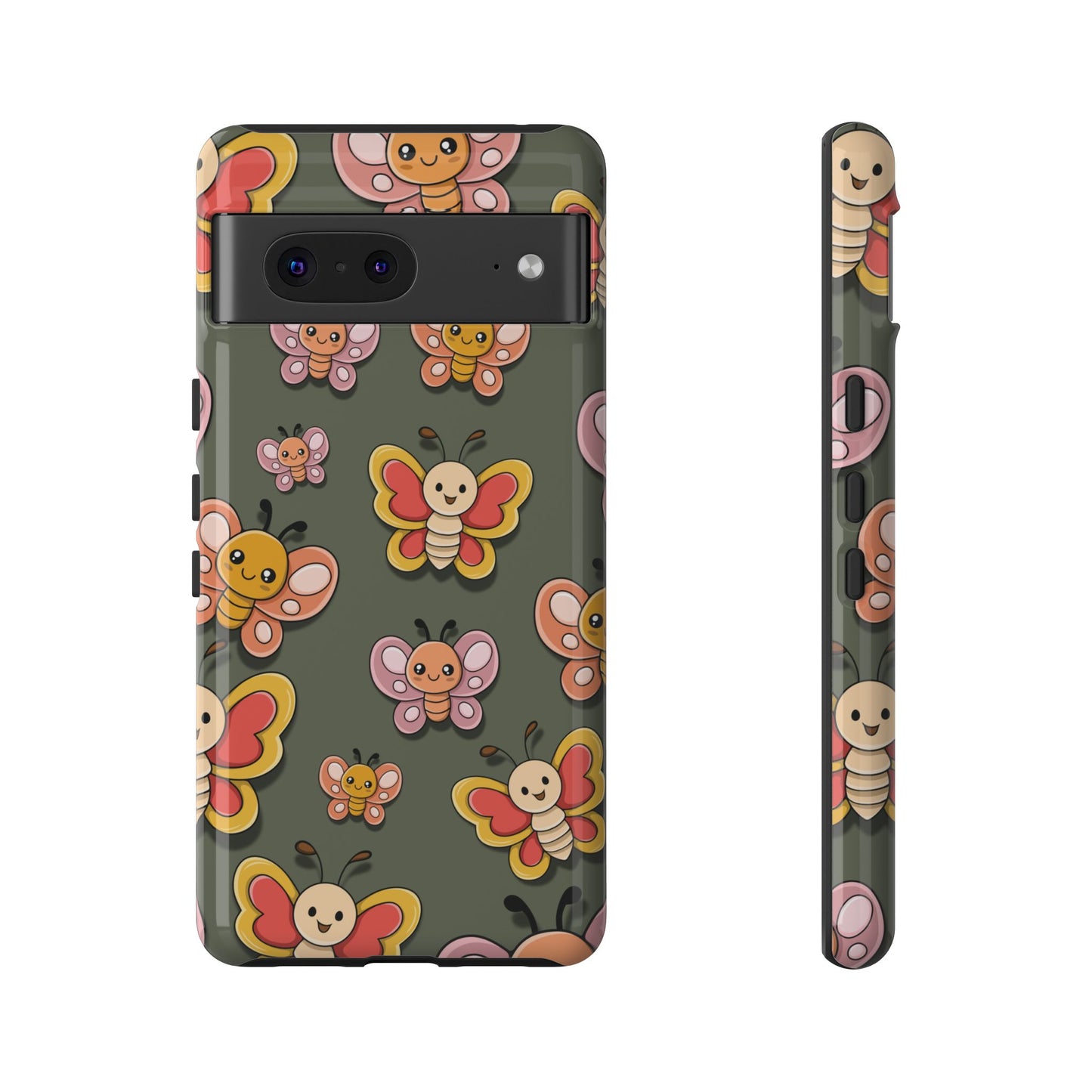 Google Pixel 7 / Glossy Phone Case - Green Butterfly Sticker Design Phone Case