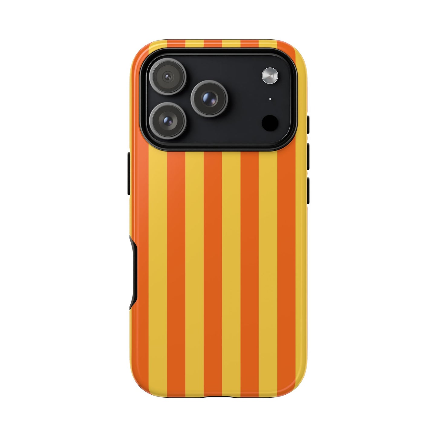 iPhone 17 Pro / Glossy Phone Case - Trendy Orange & Yellow Stripe Pattern Phone Case