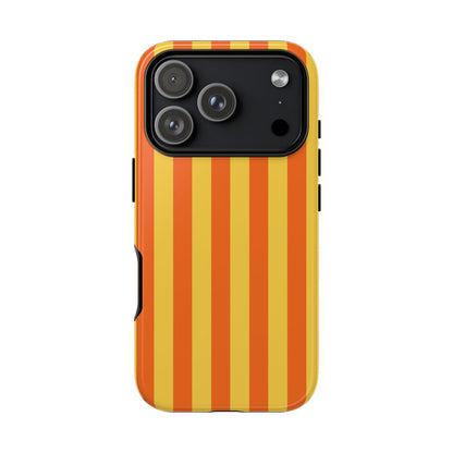 iPhone 17 Pro / Glossy Phone Case - Trendy Orange & Yellow Stripe Pattern Phone Case