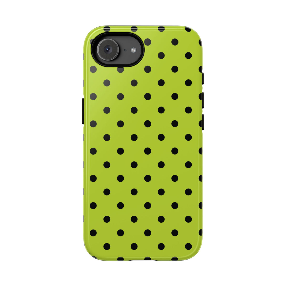 Trendy Neon Lime Green & Black Dot Pattern Phone Case - Green Phone Case - iPhone 17e / Glossy