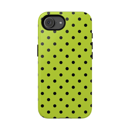 Trendy Neon Lime Green & Black Dot Pattern Phone Case - Green Phone Case - iPhone 17e / Glossy