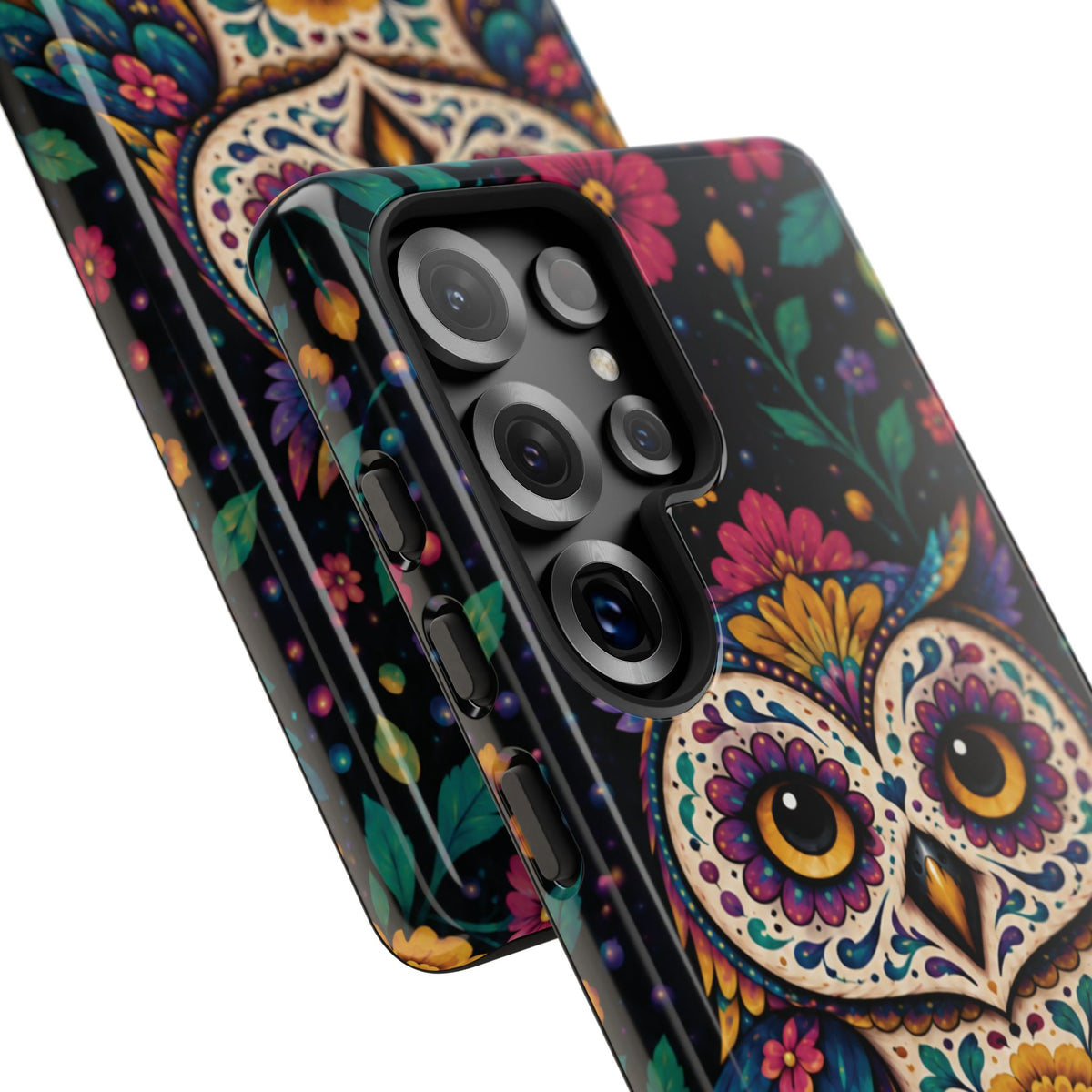 Vibrant Purple and Teal Calavera Owl Phone Case - Multicolor Phone Case