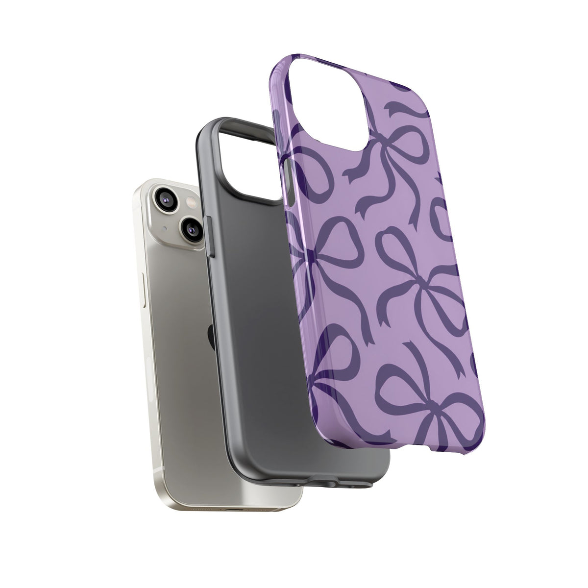 Bold Lilac and Deep Purple Bow Pattern Phone Case