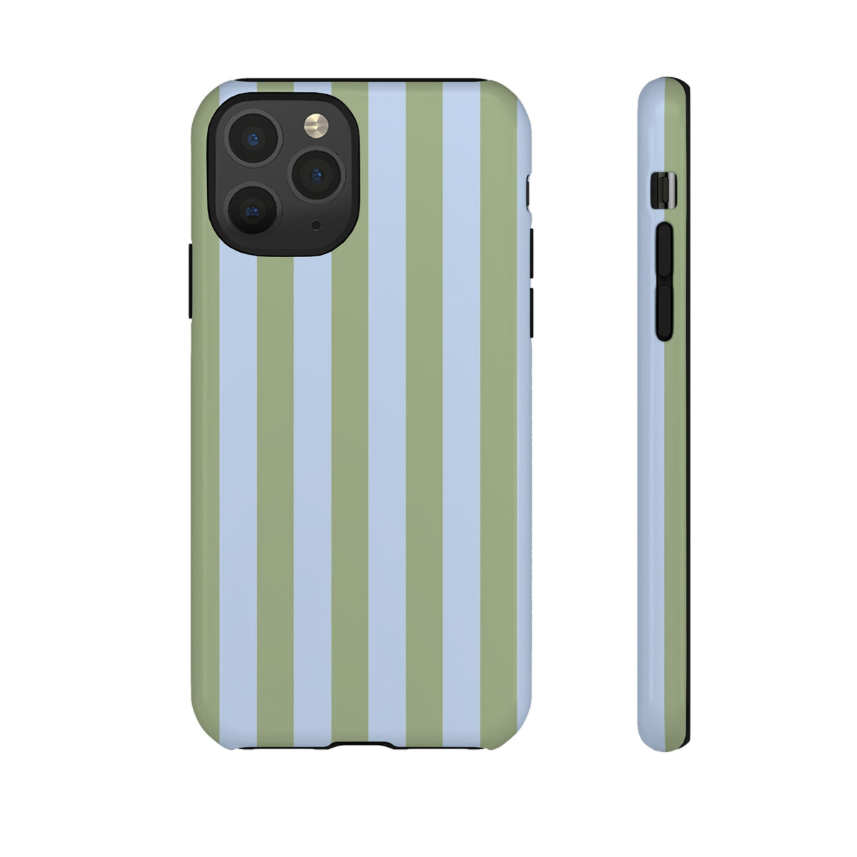 Trendy Ice Blue & Green Stripe Pattern Phone Case - Blue Phone Case - iPhone 11 Pro / Glossy