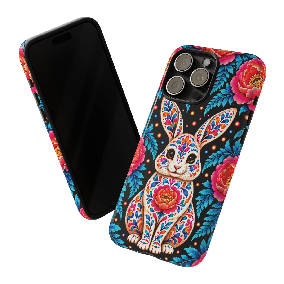 Cute Pink and Turquoise Calavera Bunny Phone Case - Multicolor Phone Case