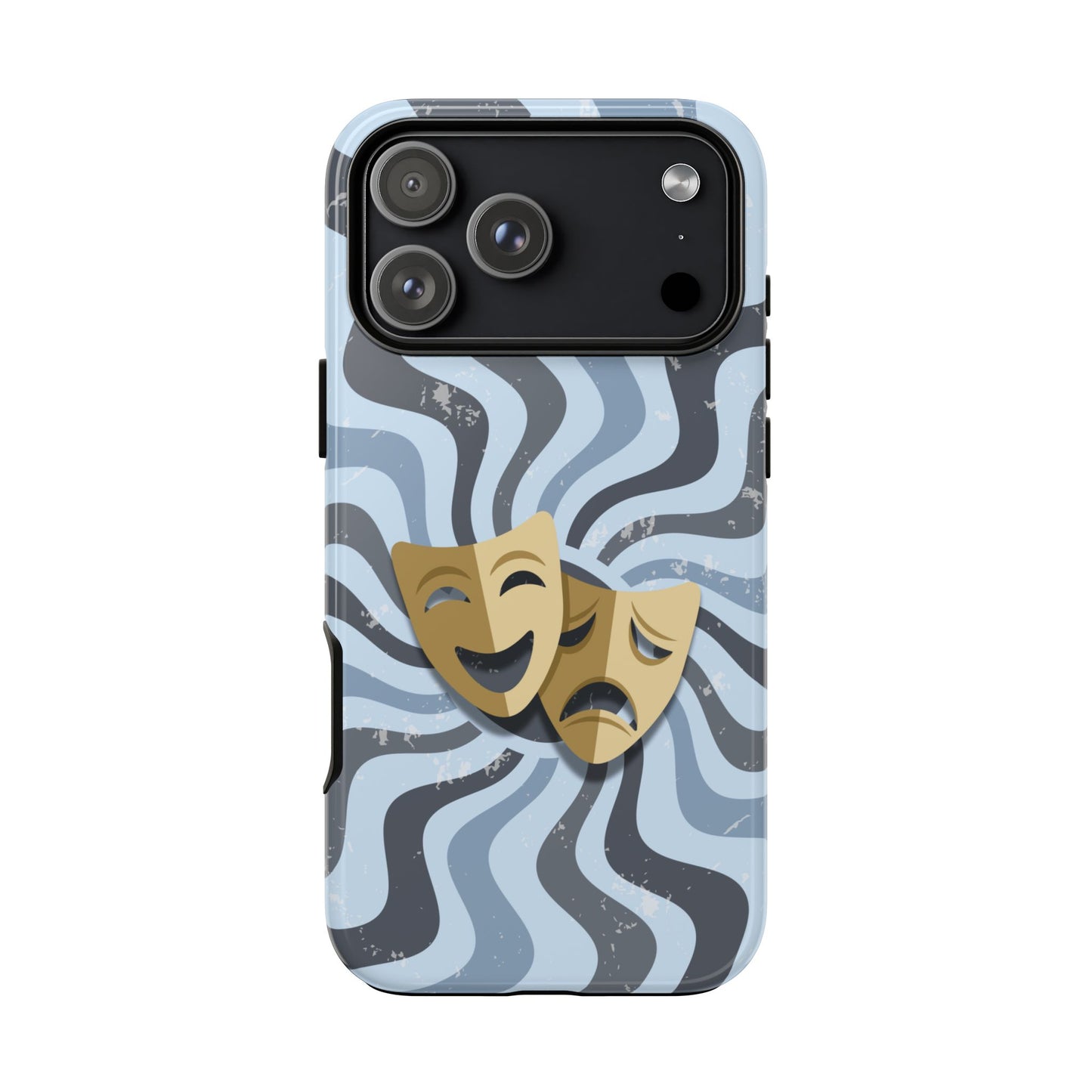 Comedy & Tragedy Masks – Blue Minimal Retro Wave Phone Case - Blue Phone Case - iPhone 17 Pro Max / Glossy