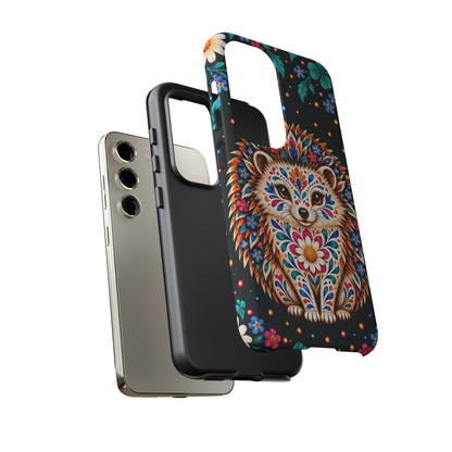 Vibrant Orange and Turquoise Calavera Hedgehog Phone Case - Multicolor Phone Case