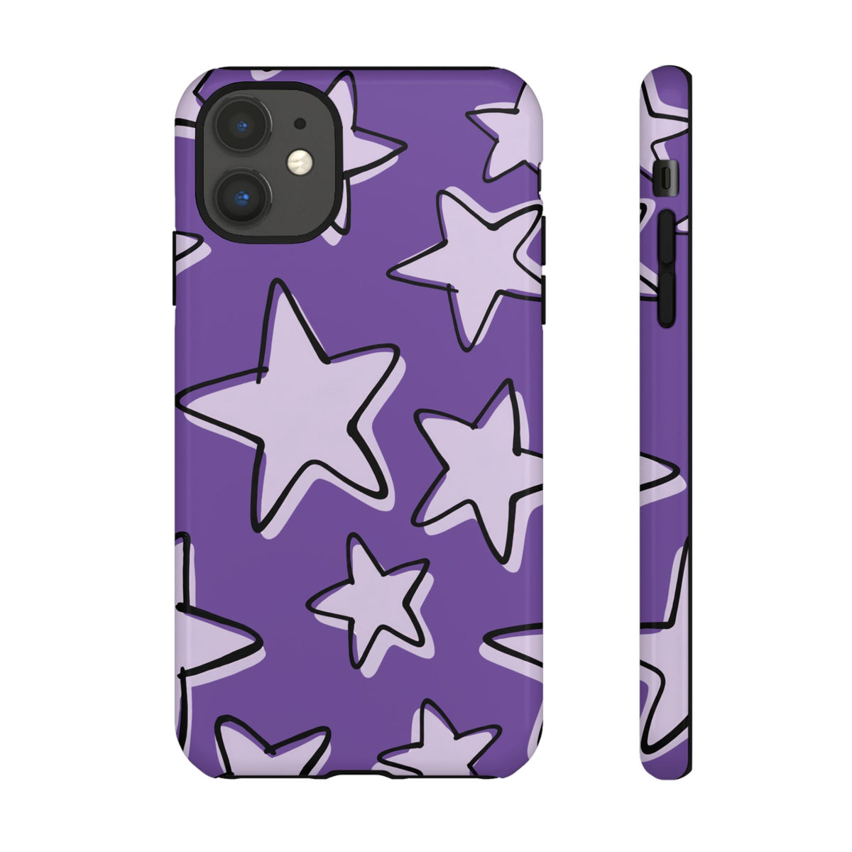 Violet Purple Doodle Star Phone Case