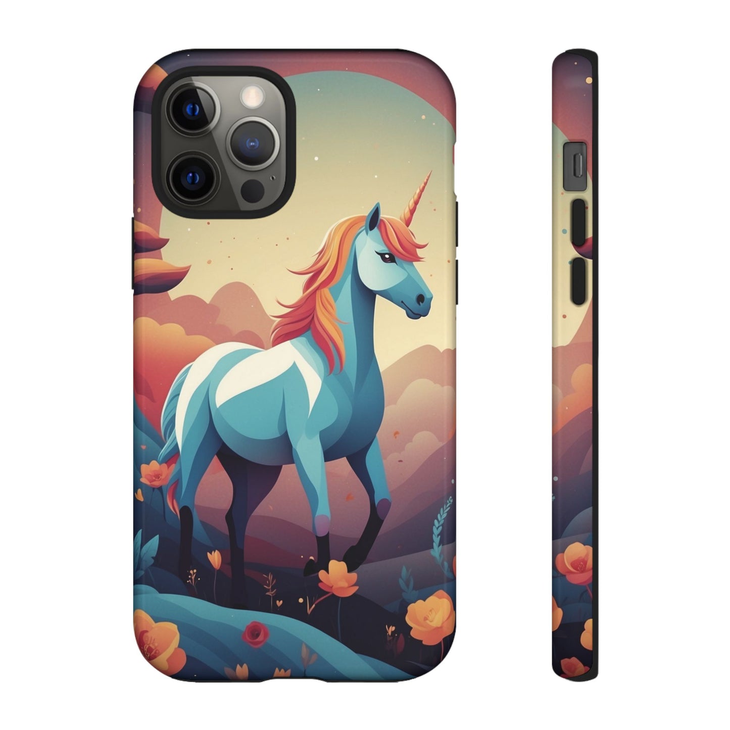 iPhone 12 Pro / Glossy Phone Case - Stylised Unicorn Design Phone Case