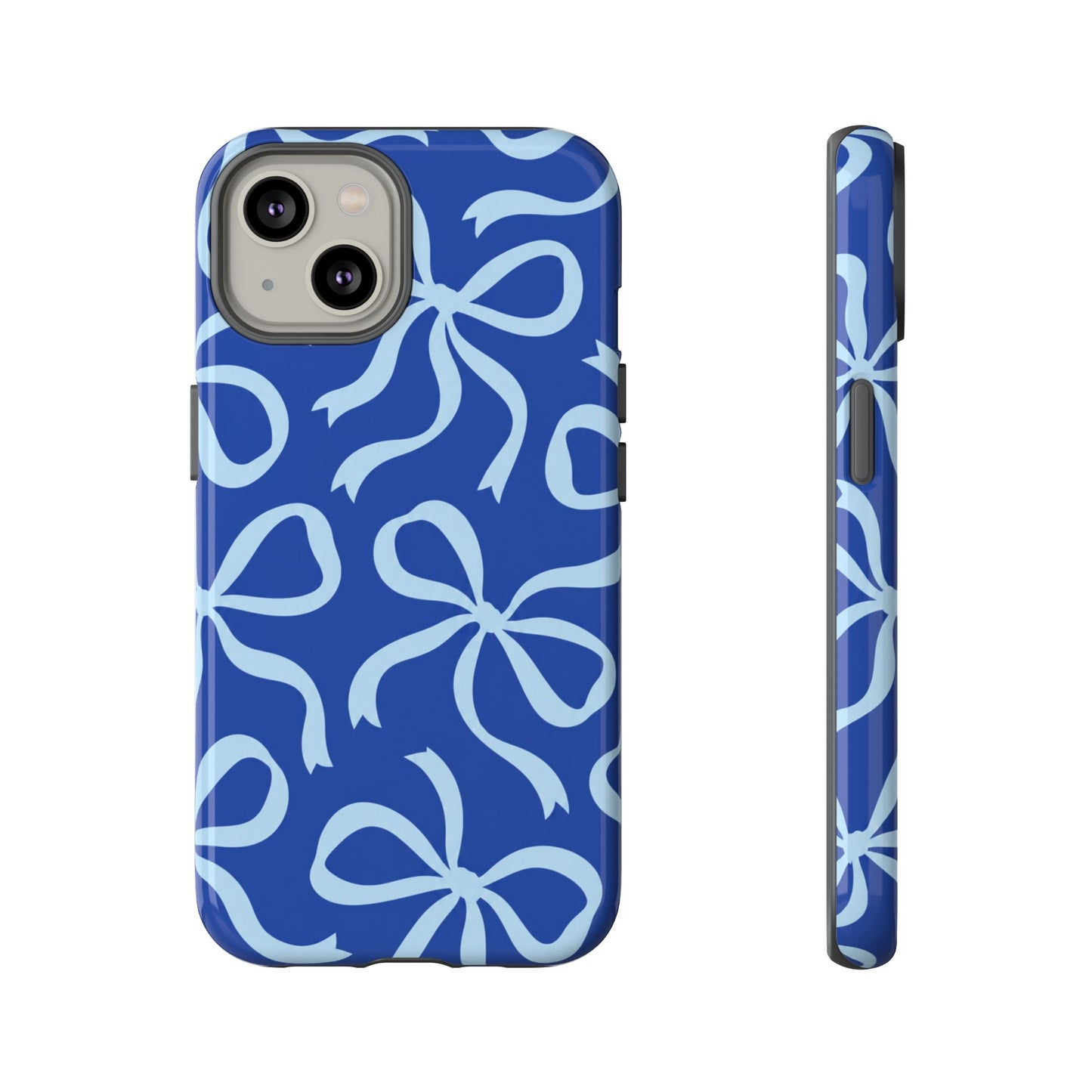 Bold Cobalt Blue and Powder Blue Bow Pattern Phone Case