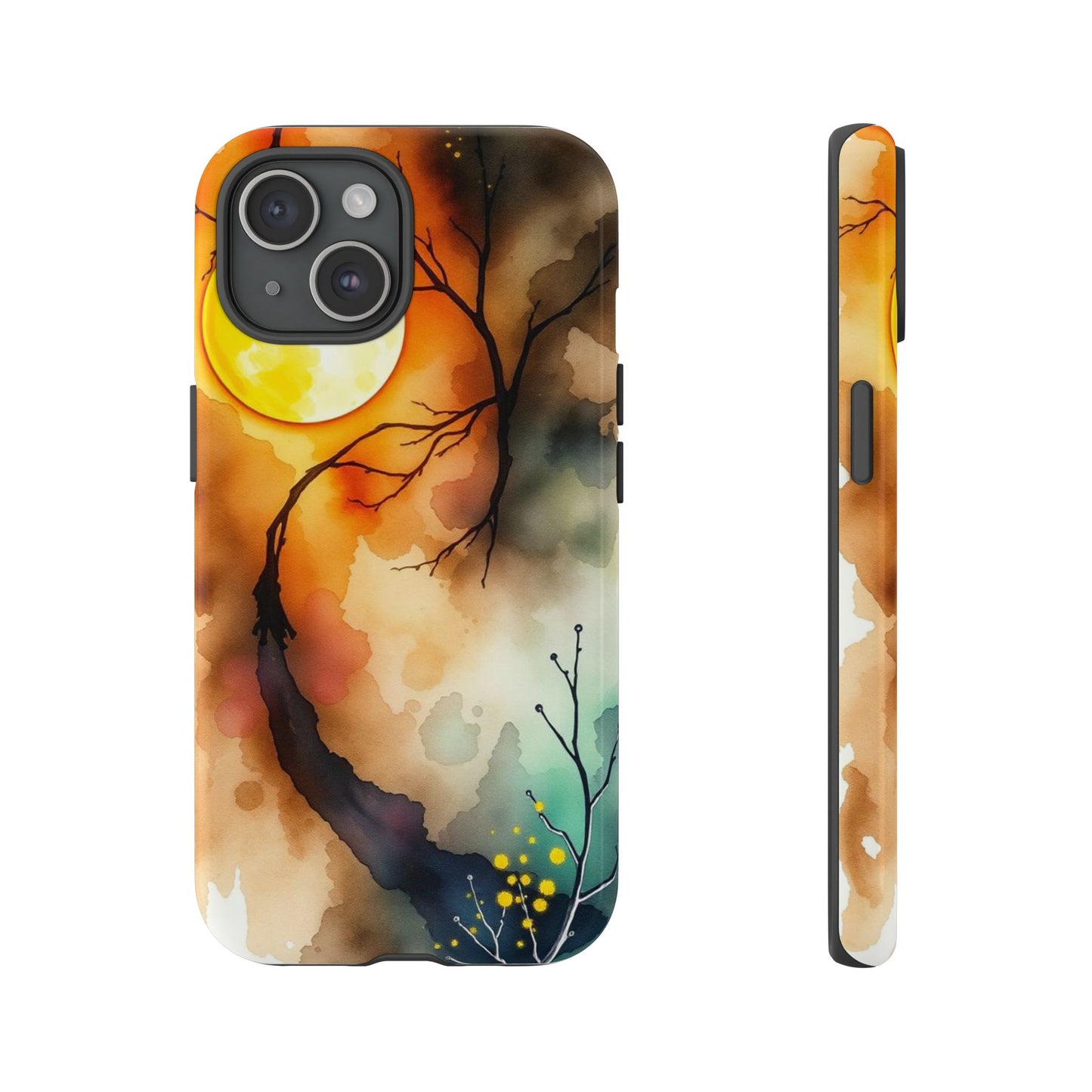 iPhone 15 / Glossy Phone Case - Abstract Watercolour Gothic Scene Phone Case