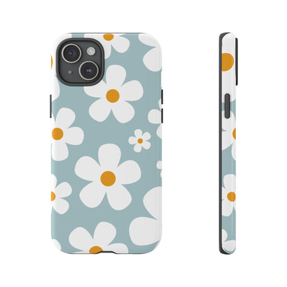 Cute Blue Daisy Pattern Phone Case - Blue Phone Case - iPhone 15 Plus / Glossy