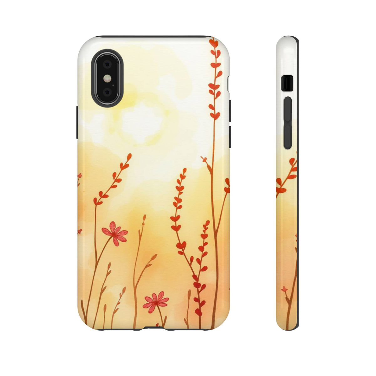 Boho Chic Watercolour Wildflower Dusk Pattern Phone Case - Multicolor Phone Case - iPhone XS / Glossy