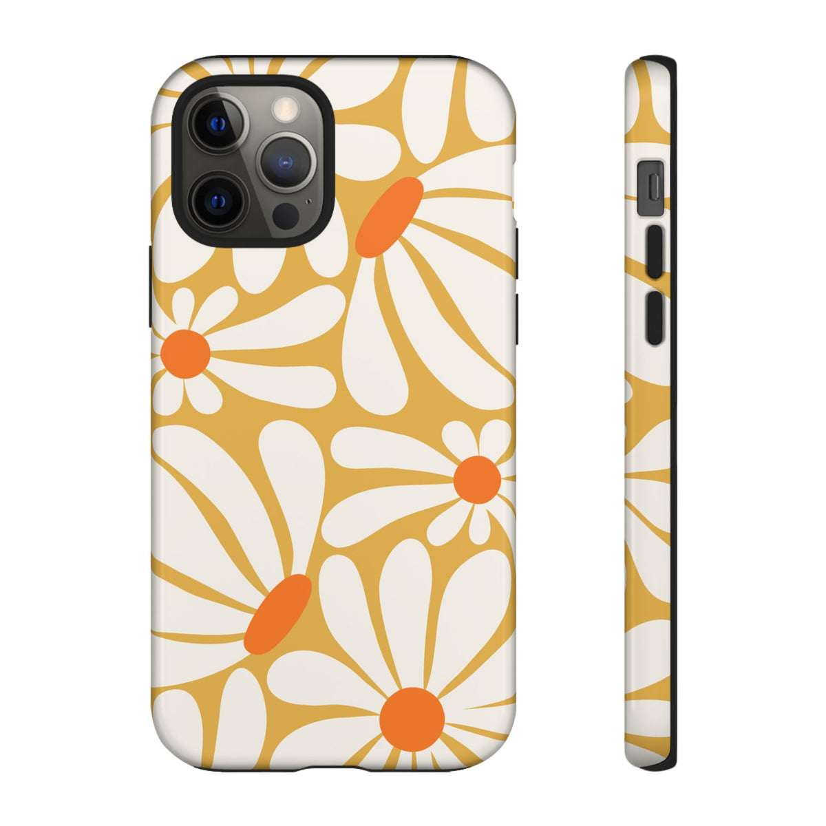 Retro Yellow Daisy Pattern Phone Case - Yellow Phone Case - iPhone 12 Pro / Glossy