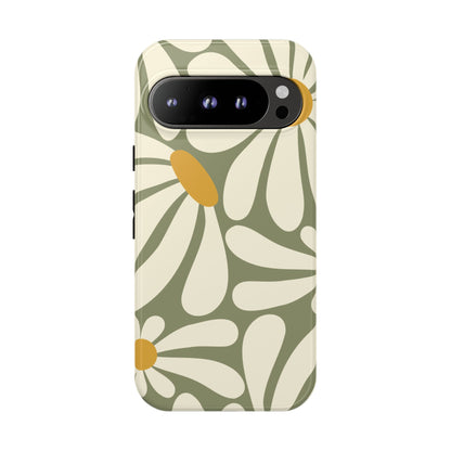 Retro Green Daisy Pattern #1 Phone Case - Green Phone Case - Google Pixel 9 Pro / Glossy