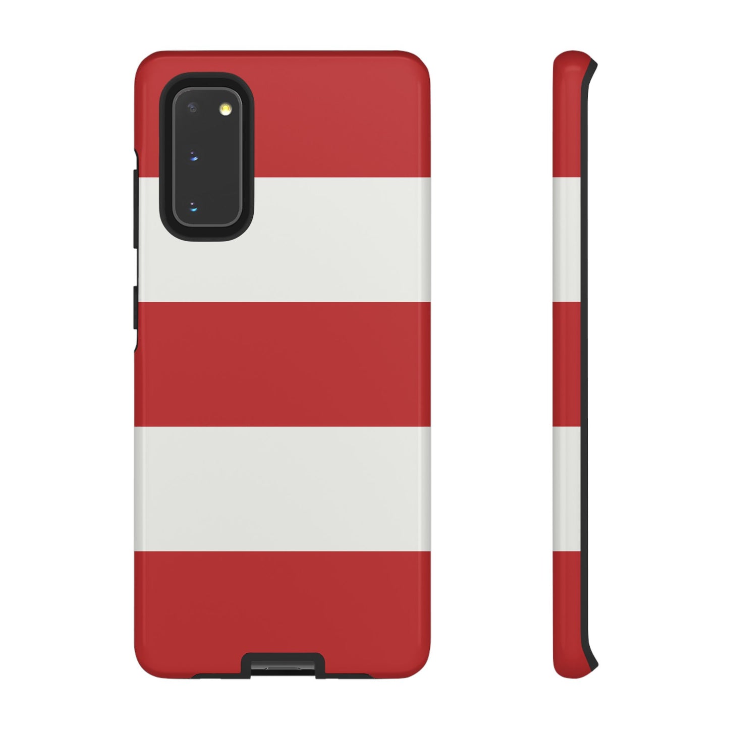 Samsung Galaxy S20 / Glossy Phone Case - Red & White Horizontal Stripe Pattern Phone Case