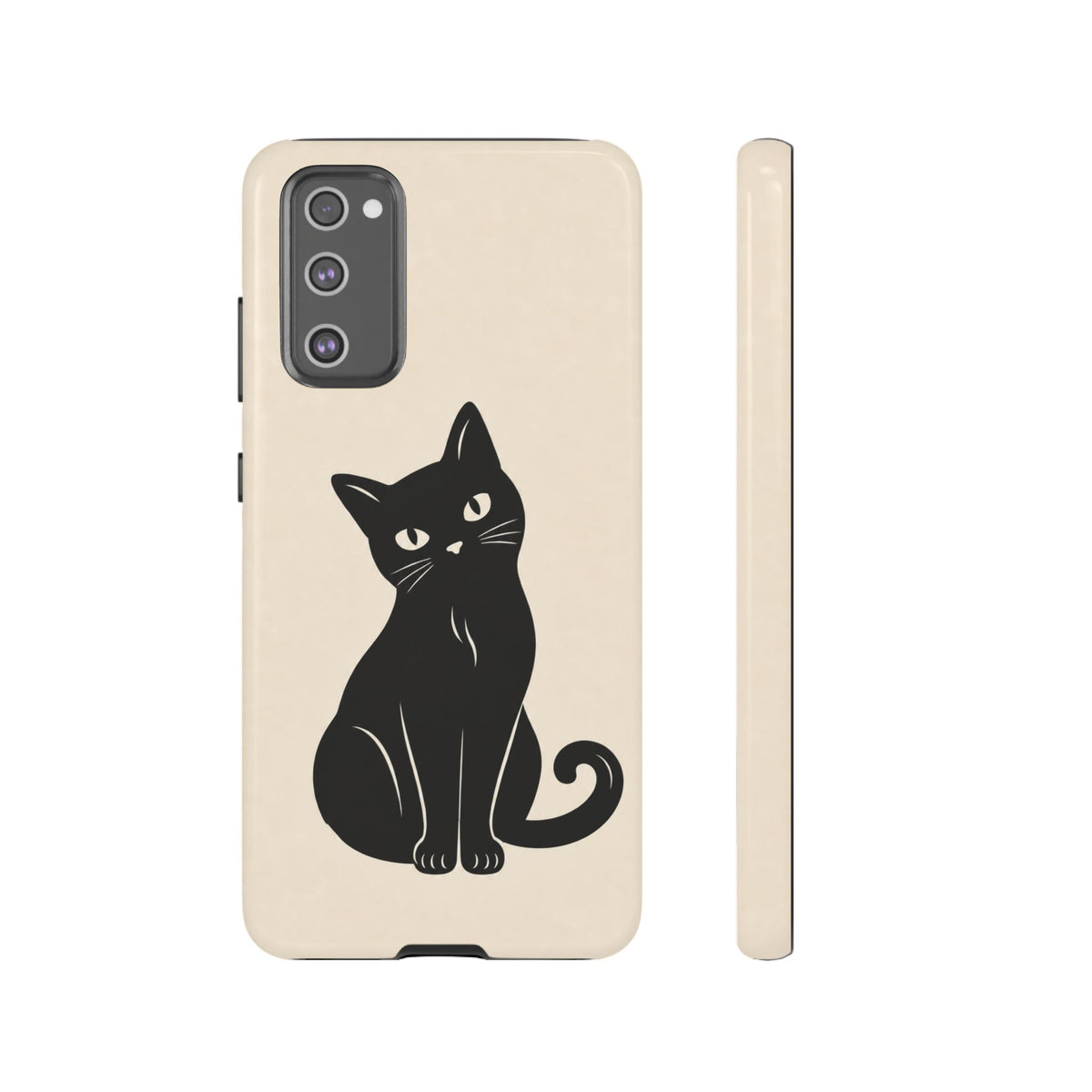 Minimalist Cream & Black Cat Phone Case