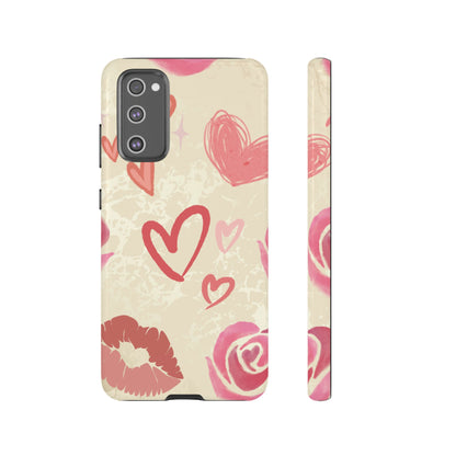 Cute Pink Heart & Rose Pattern Phone Case - Pink Phone Case - Samsung Galaxy S20 FE / Glossy