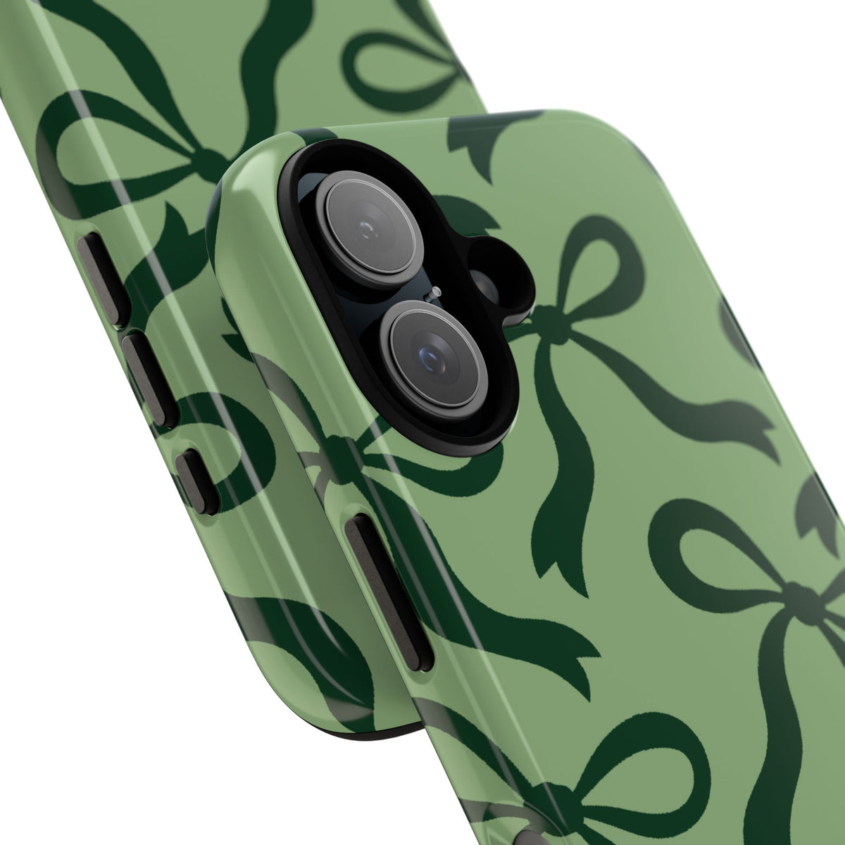 Bold Sage Green and Forest Green Bow Pattern Phone Case - Green Phone Case