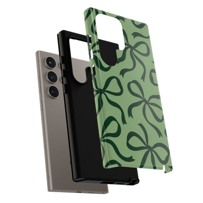 Bold Sage Green and Forest Green Bow Pattern Phone Case