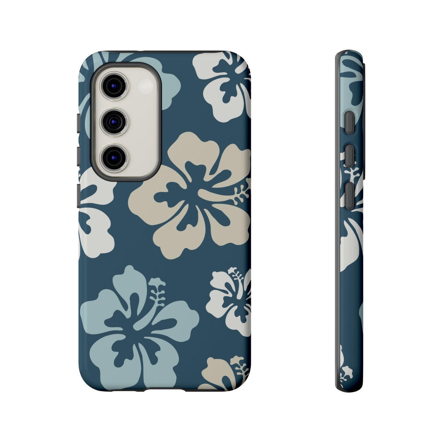 Samsung Galaxy S23 / Glossy Phone Case - ’Blue Hibiscus Retro Pattern #1’ Phone Case