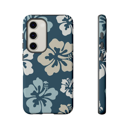 Samsung Galaxy S23 / Glossy Phone Case - ’Blue Hibiscus Retro Pattern #1’ Phone Case