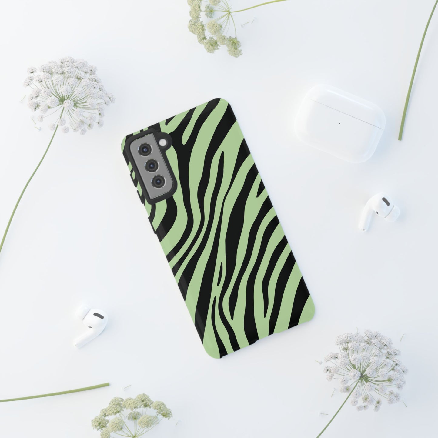 Modern Mint Zebra Print Phone Case