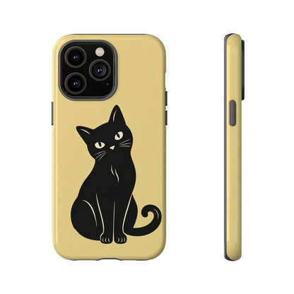 Minimalist Butter Yellow & Black Cat Phone Case