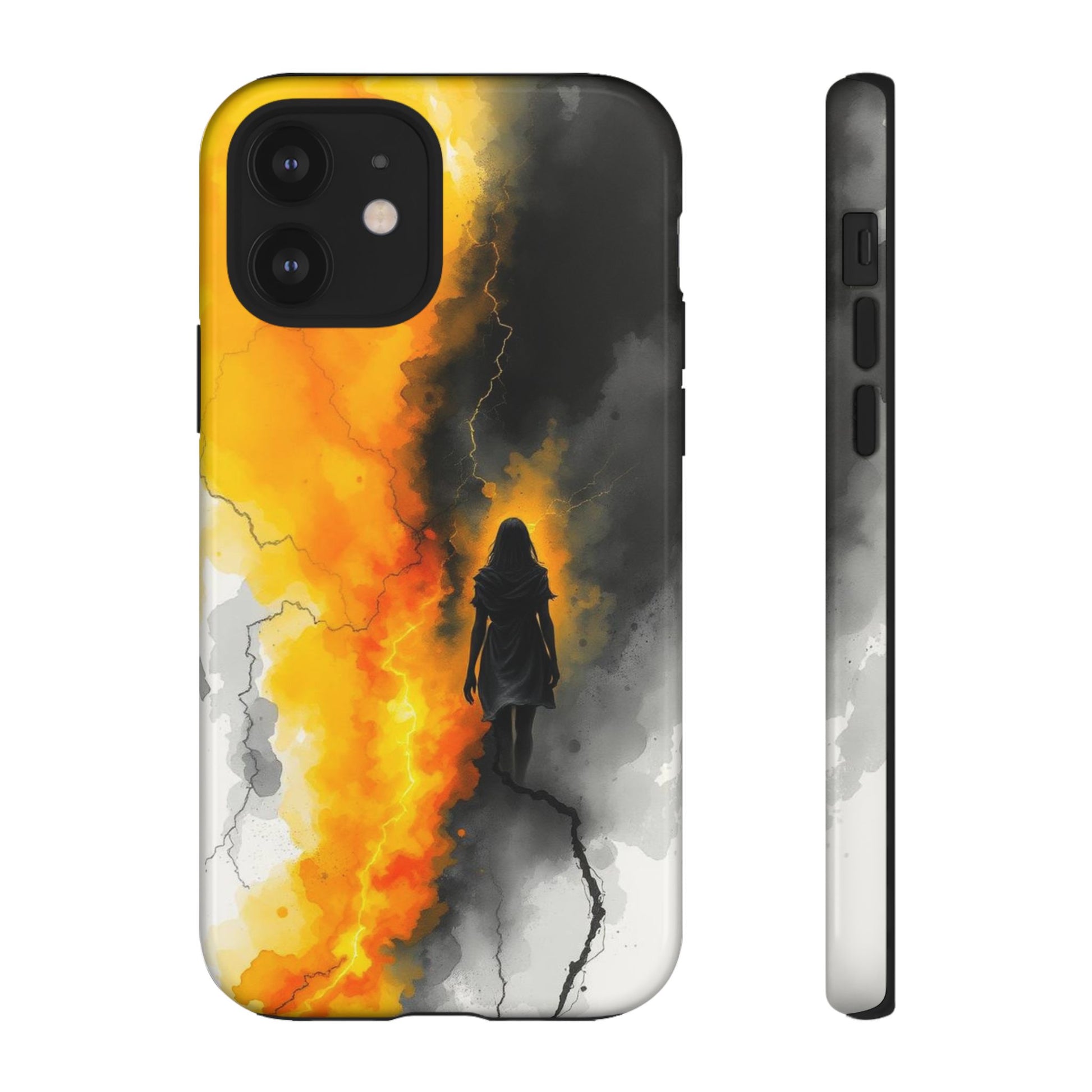 Watercolour Gothic Silhouette of a Woman Phone Case - Multicolor Phone Case - iPhone 12 / Glossy