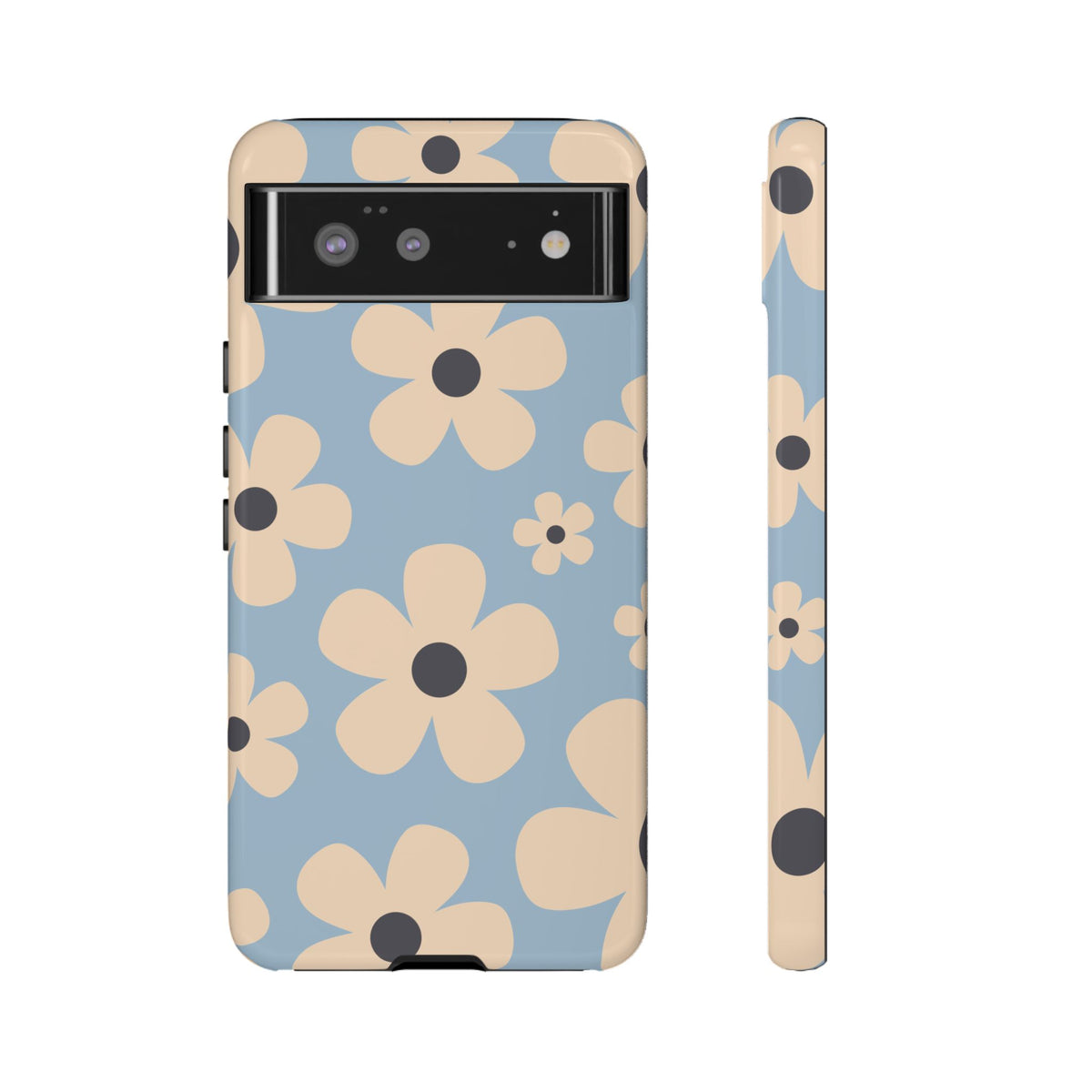 Cute Light Blue & Cream Daisy Pattern Phone Case - Blue Phone Case - Google Pixel 6 / Glossy