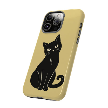 Minimalist Butter Yellow & Black Cat Phone Case