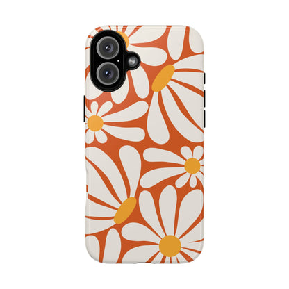 Retro Orange Daisy Pattern Phone Case - Orange Phone Case - iPhone 16 Plus / Glossy