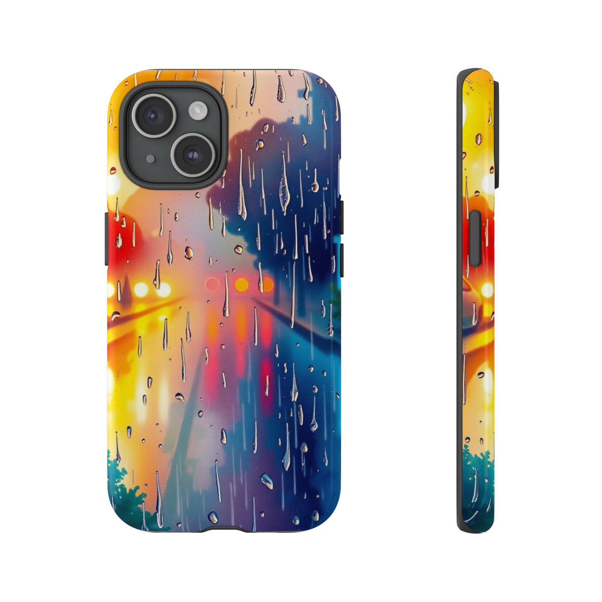 Electric Rain Watercolour Design Phone Case - Multicolor Phone Case - iPhone 15 / Glossy